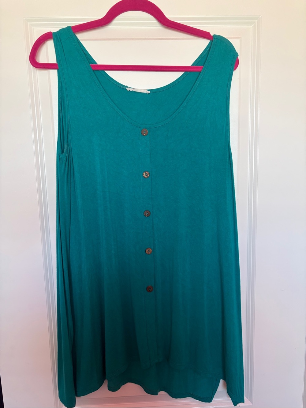Reborn J Teal Sleeveless Button-Front Tunic